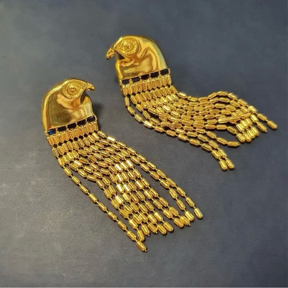 Eagle Plume~ Hawk Falcon Raptor Bird of Prey Chain Fringe Tassel Trim 22K Dangle - Picture 8 of 16